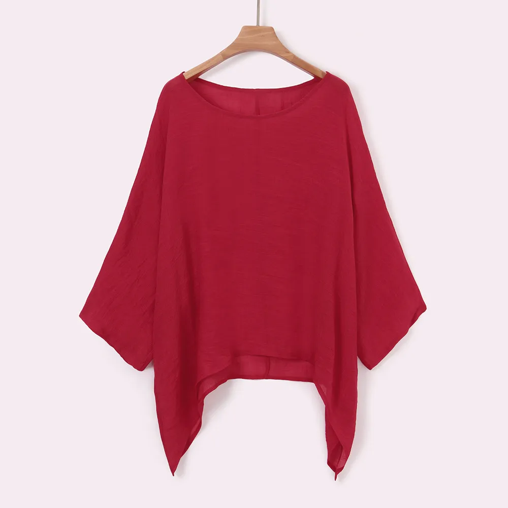 Рубашка женская Повседневная льняная с круглым вырезом Свободный Топ из хлопка и