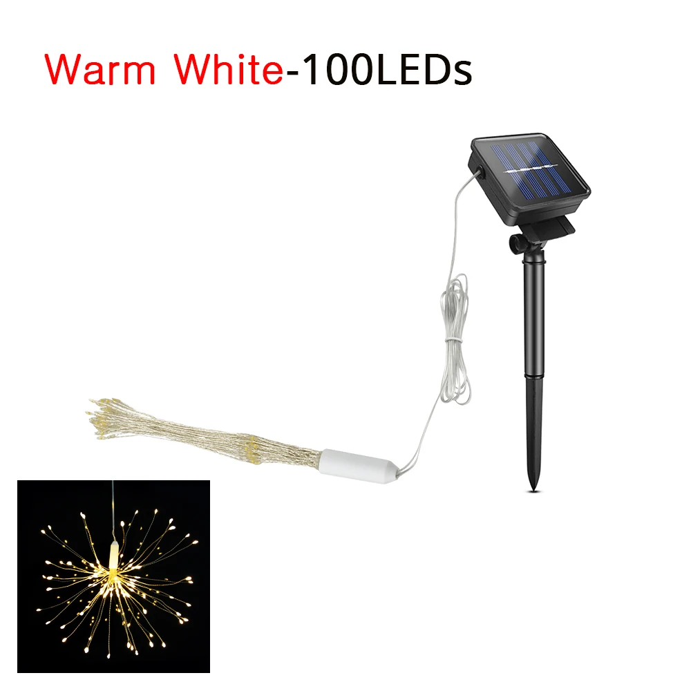 Warm White-100LEDs Светодиодов Строка Фея ФЕЙЕРВЕРК ОГНИ складной солнечный Перезаряжаемые открытый сад лампы Водонепроницаемый Рождество Солнечный свет украшения - Испускаемый цвет: Warm White-100LEDs