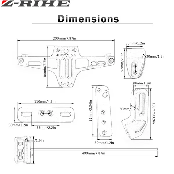 Мотоцикл части универсальный мотоцикл регулируемый угол Алюминиевый номерной