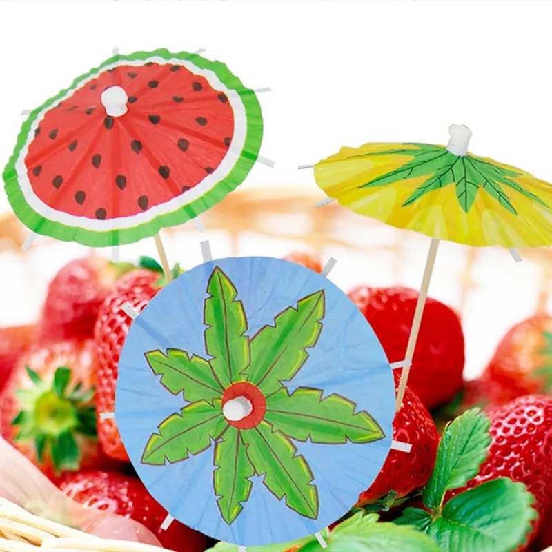 20 шт. кокосовые листья арбуз сделай сам бумажный зонт коктейльный/Фруктовый/торт