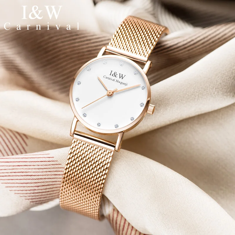 Карнавальные женские кварцевые часы Миланская петля с синтетическим сапфиром