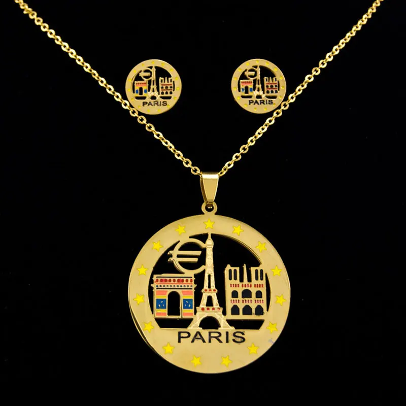 Женский комплект из колье и серёг нержавеющей стали|necklace and earrings|brand jewelry setsfashion set |