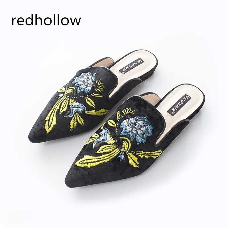 

2019 Women Embroidery Velet Mules Fur Slides Chiara Ferragni Furry Slipper Med Heel Flip Flops Slipony Slip On Sandals Shoes