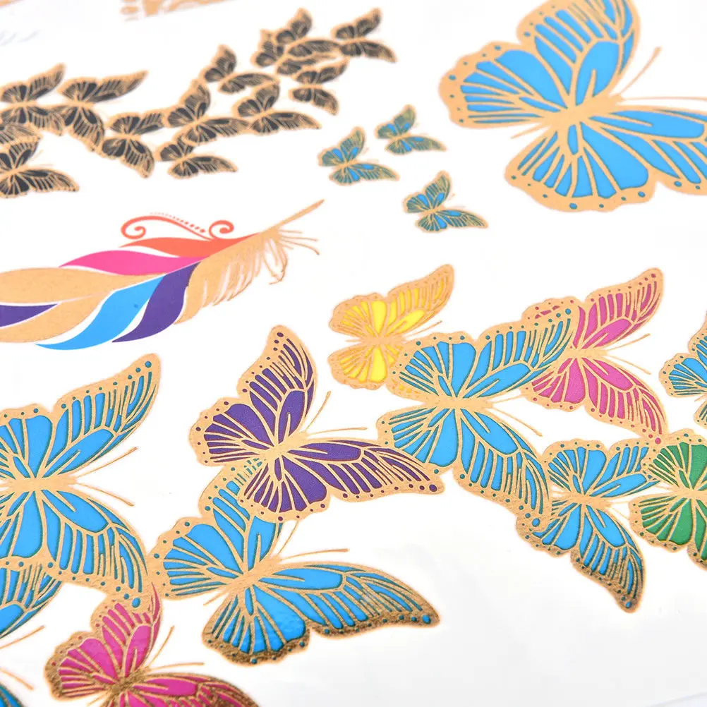 1 шт. Хна Цветок Тати дизайн татуировки наклейка Горячая вспышка металлическая