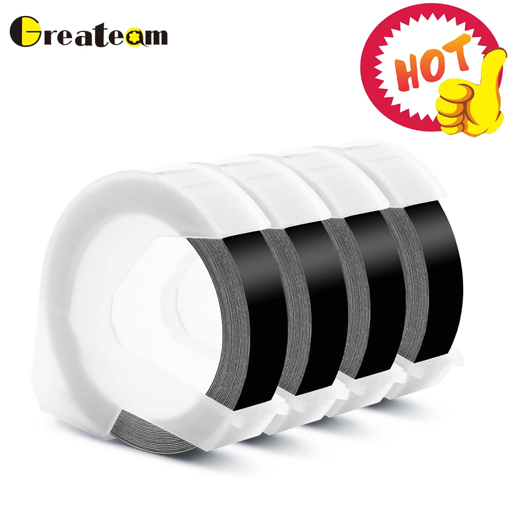 3D пластиковые черные тисненые ленты greeneam 4 рулона 9 мм Dymo для тиснения этикеток из