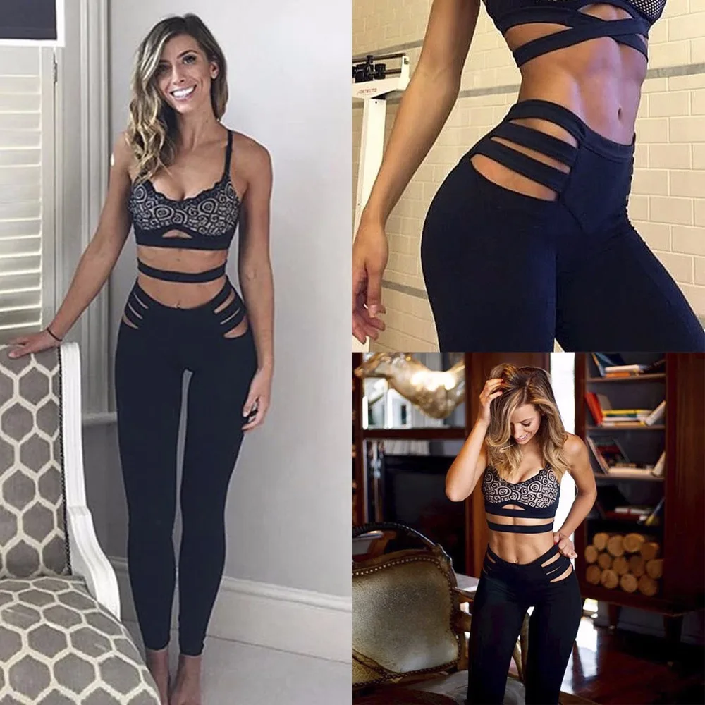 Women Fashion Solid Slim Pencil Pants Sexy Hollow Out Black Full Length &amp Fitness Legging Long Trousers | Женская одежда