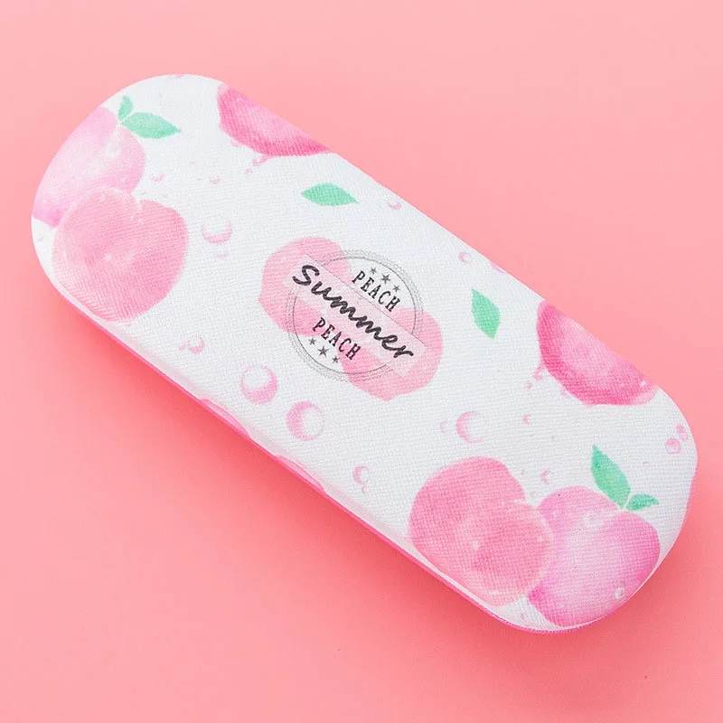 Peach Унисекс фруктовый узор анти-давление Чехол для очков для студентов милые солнцезащитные очки коробка GDD99 - Цвет: Peach
