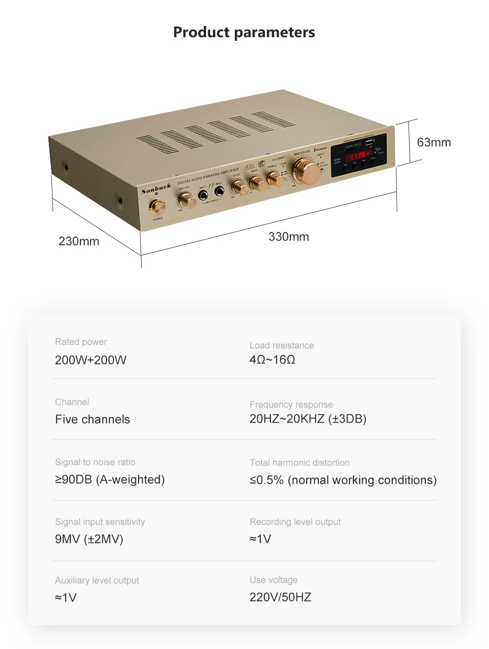 5 каналов Amplificador Bluetooth AV усилитель стерео караоке сцены Hifi мощность домашний кинотеатр аудио усилители двойной микрофон FM SD USB