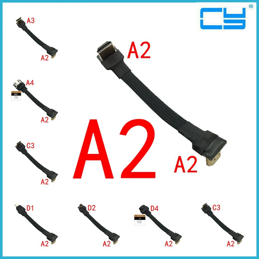 FPV двойной Угловой 90 градусов HDMI совместимый тип A штекер HDTV FPC плоский кабель для