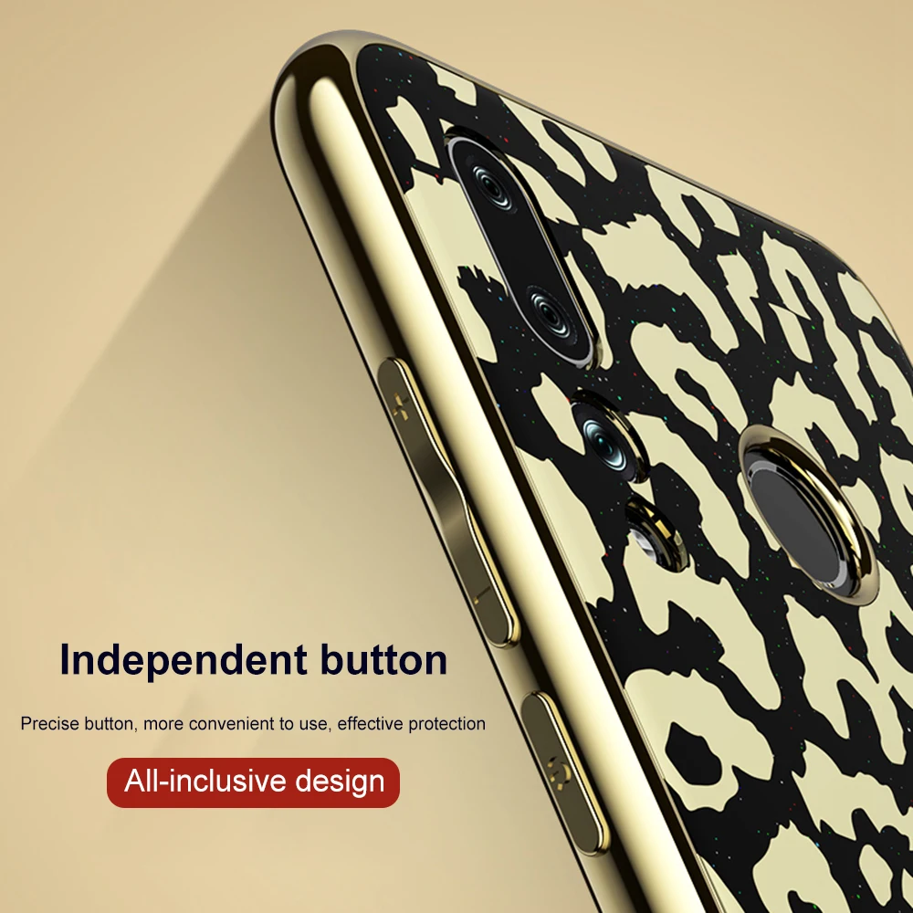 OTAO Plating Glass Leopard Print Case For Huawei P20 P30 Pro Mate 20 Lite Soft TPU Edge Cases Cover Nova 4 3 3i Coque |
