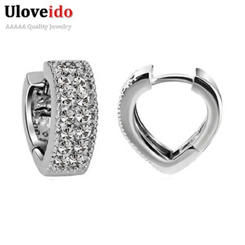 Серьги Uloveido в форме сердца с камнями серьги для женщин серебряного цвета