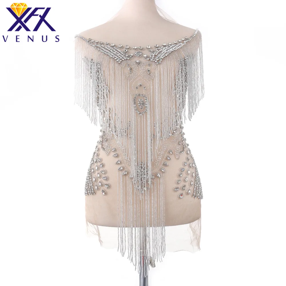 XINFANGXIU оптовая продажа (5 шт.) ручная работа элегантные Стразы Бисер Аппликация лифа из бисера Кристалл патчи свадебное платье отделка