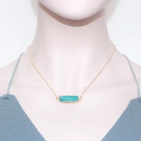 trending vintage geometric choker chain necklaces pendants women natural stones blue accessories jewelry hjxl1007