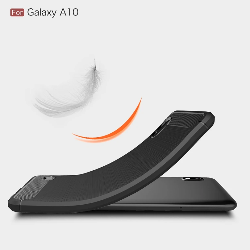 Чехол для Samsung Galaxy A10 из углеродного волокна противоударный мягкий ТПУ Матовый