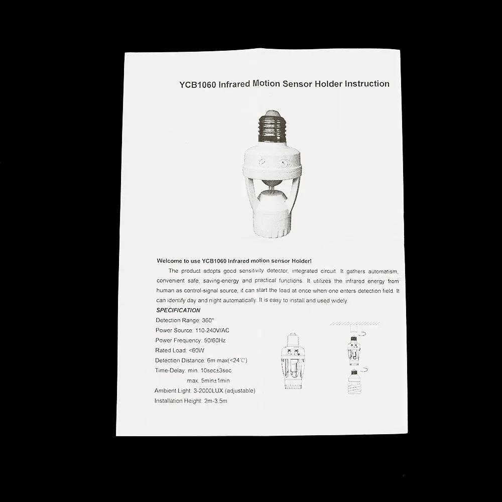 Светодиодный инфракрасный датчик движения B22 E27 110 В 240 в с ИК датчиком + адаптер