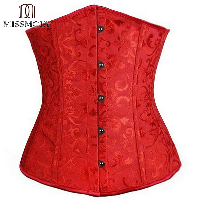 X Plus Size Sexy Gothic Corset Bustier Waist Cincher Steampunk Underbust Slimming Satin Embroidered | Женская одежда