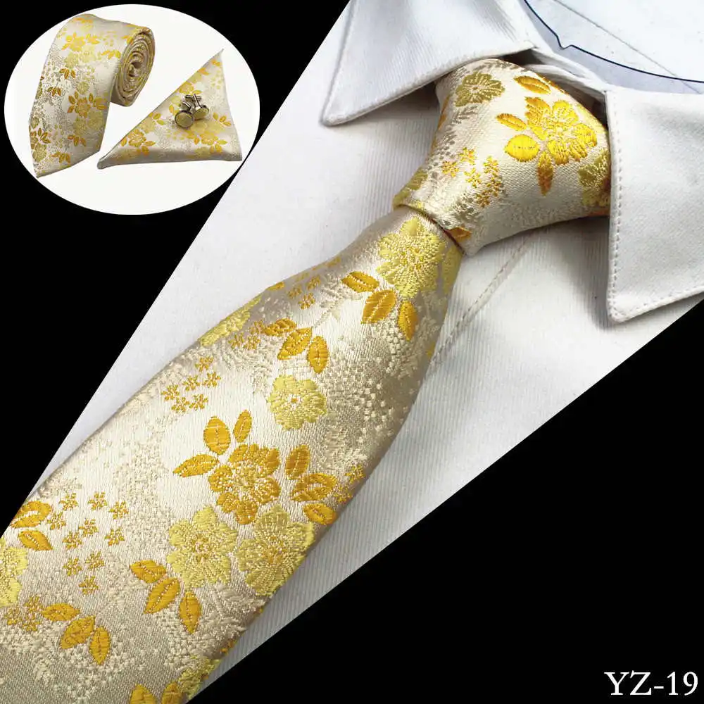 New Silk Mens Ties Neck Tie Set for Men Suits Tie Handkerchief Cufflinks Gravatas Ties for Men Wedding Vestidos Corbatas V9008
