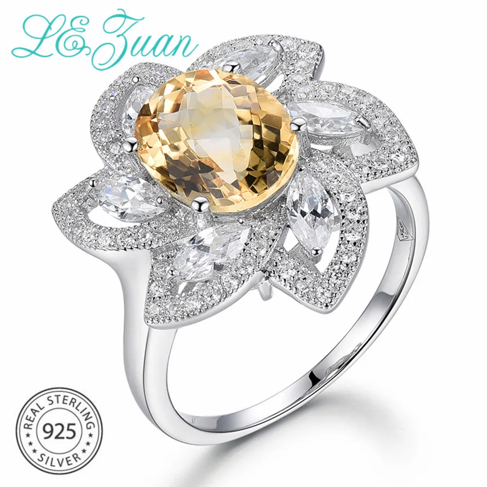Женское свадебное кольцо из серебра 925 пробы с цитрином карата|luxury ring|fine jewelryring fine