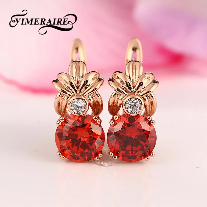 Роскошные серьги капли из розового золота 585 пробы со стразами уникальные