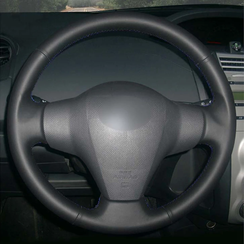 black pu artificial leather car steering wheel cover for toyota rav4 2006 2012 vios 2008 2013 yaris 2007 2011 free global shipping