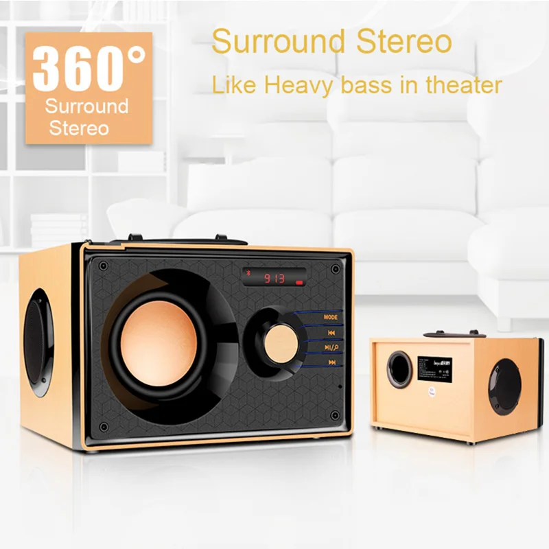 Портативная деревянная bluetooth колонка беспроводной настольный сабвуфер 3