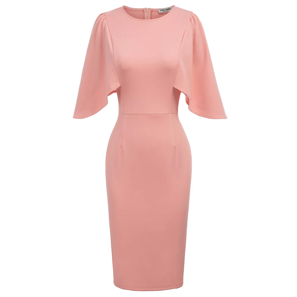 Женское платье с оборками на рукавах Grace Karin облегающее платье-карандаш круглым