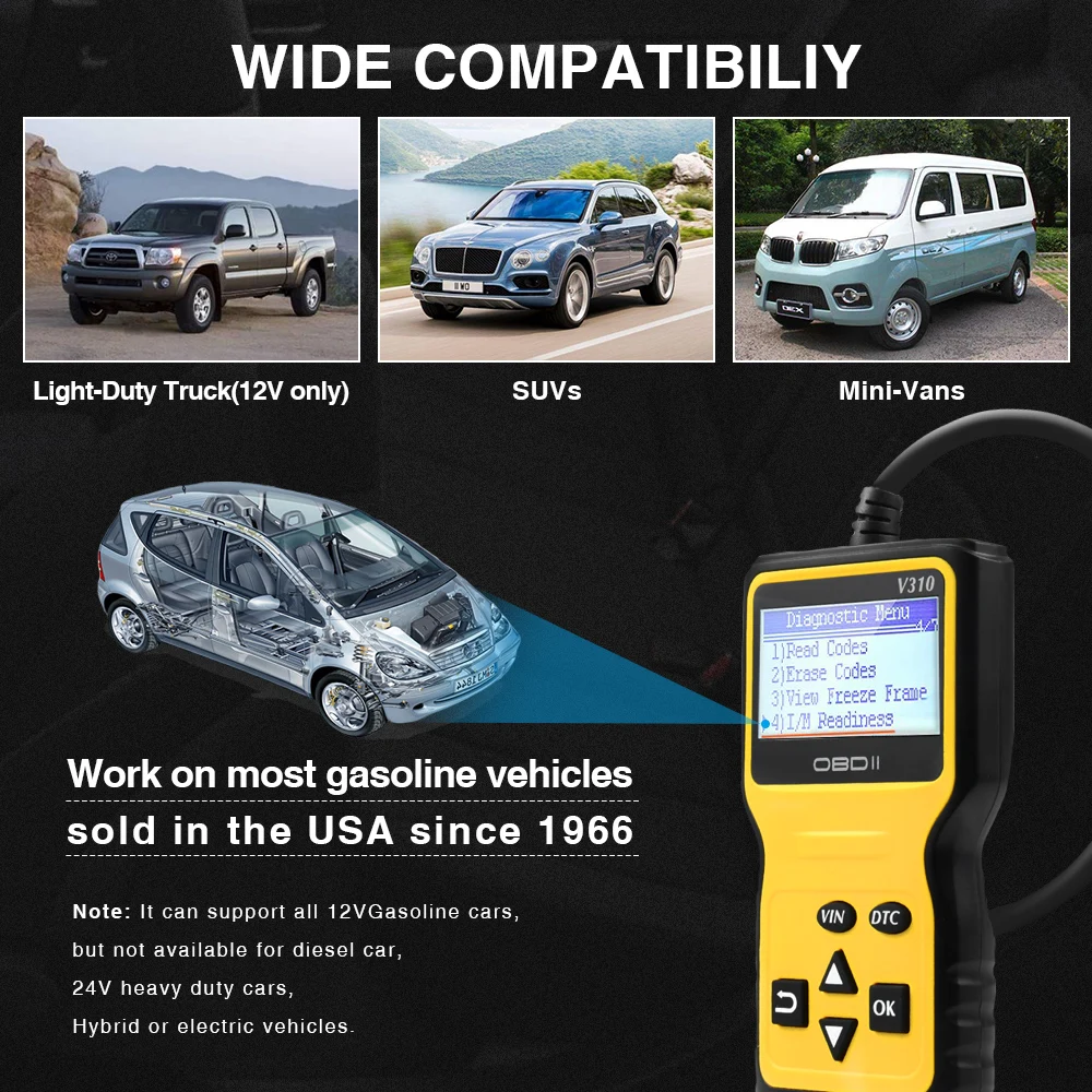 Автомобильный сканер V310 считыватель кодов двигателя Датчик OBD 2 автомобильный