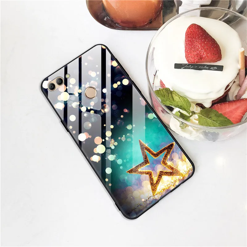 Жесткий чехол для huawei Y9 чехол из закаленного стекла задний корпус силиконовый бампер чехлы для телефона для huawei Y9 FLA-LX1 Y 9 Y92018