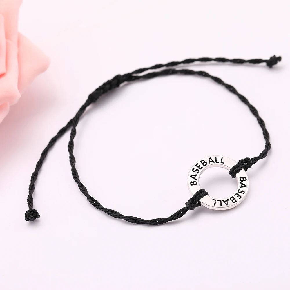 Женский или мужской браслет из черного воскового шнура ручной работы с шармом в