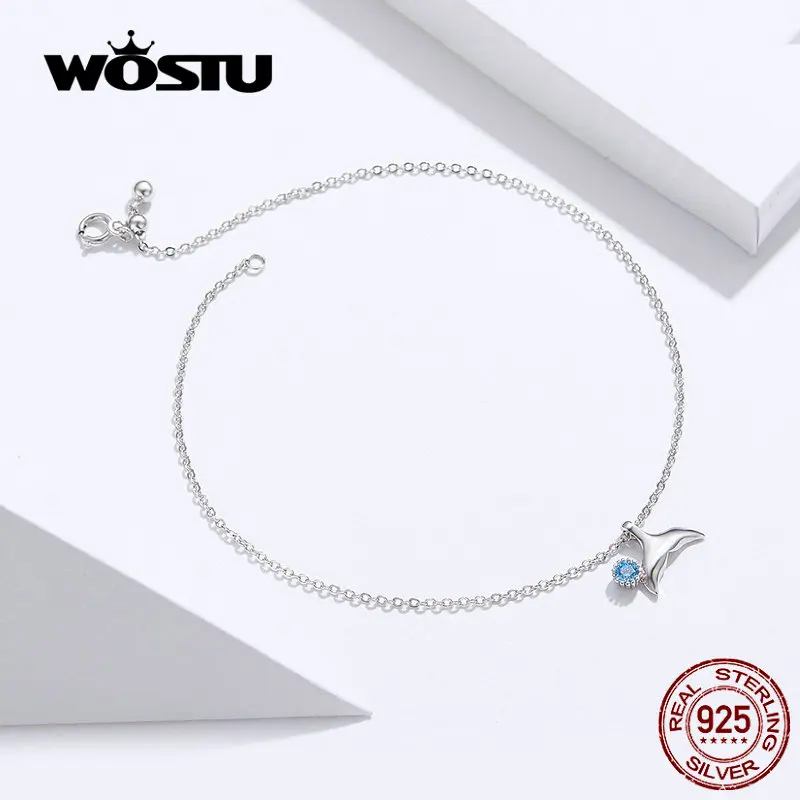WOSTU S925 браслет-цепочка с хвостом русалки Лидер продаж настоящий 925 пробы серебряный браслет модные ювелирные изделия для свадьбы CQT004