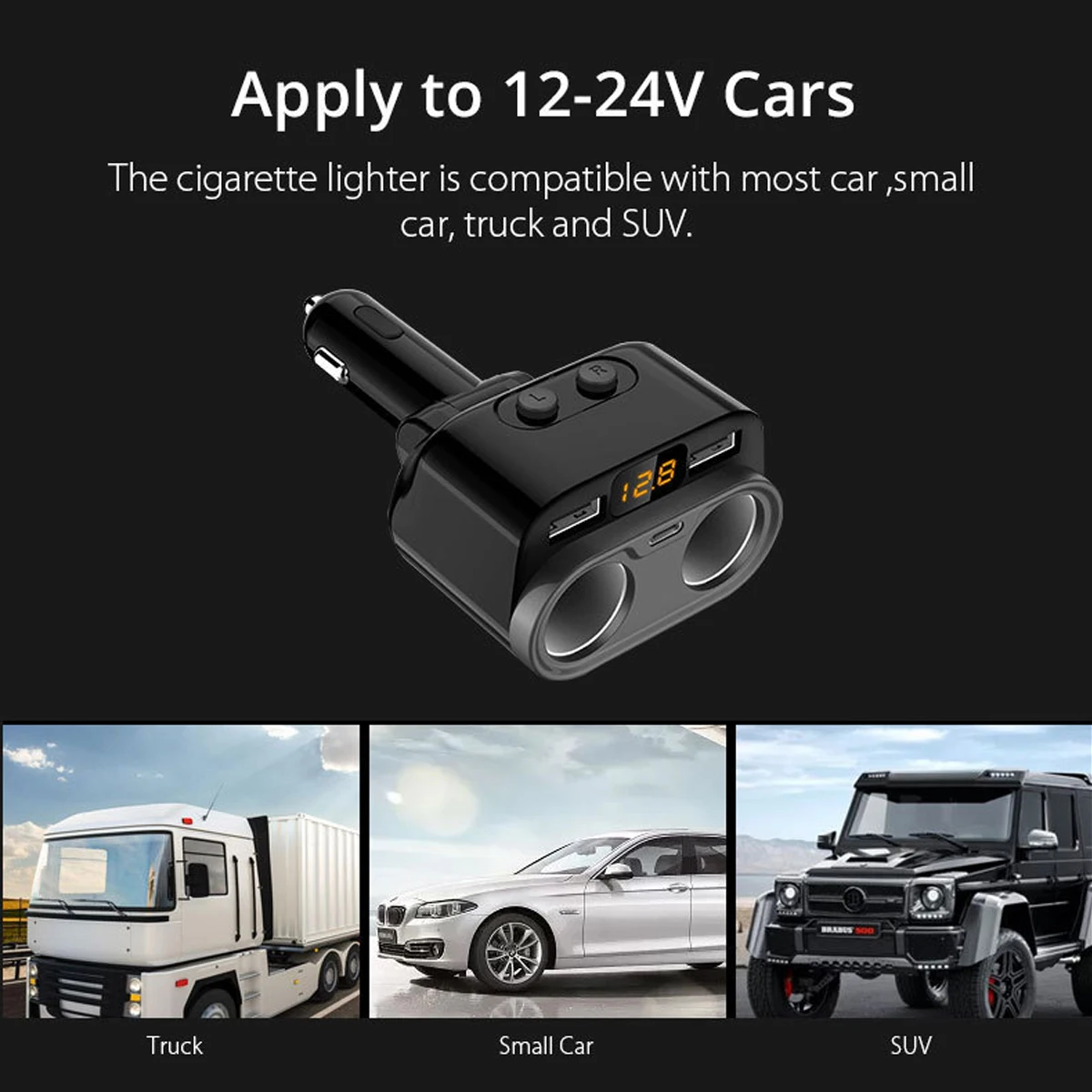 С47 12 24 в двойной USB Автомобильное зарядное устройство прикуриватель розетка