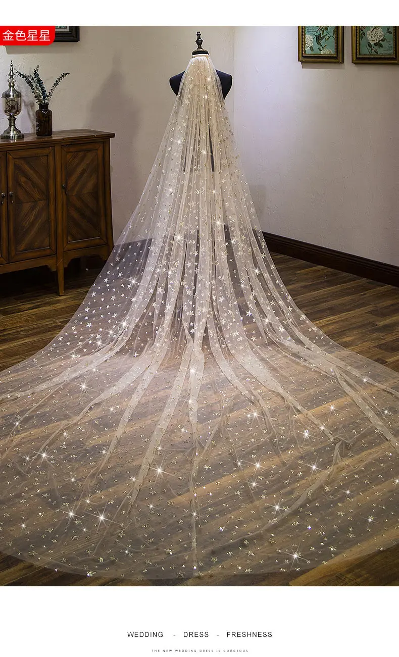 Блесток 3,5 метра, длинная вуаль Соборная вуаль с расческой accessoire mariage WAS10150