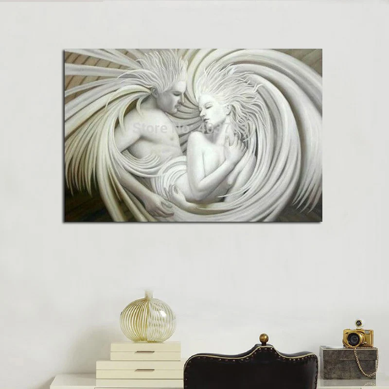 Топ ручная роспись обнаженные влюбленные современная абстрактная картина