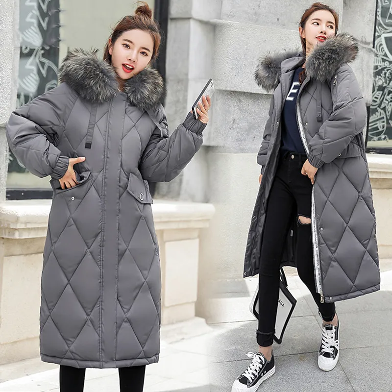 Large Size Cotton Overcoat Winter Women Jacket Thick Warm With Fur Collar Hooded Parkas Slim Female Outerwear Coat LDT733 | Женская