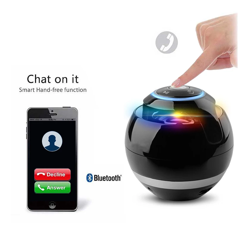 Bluetooth-динамик круглый со светодиодной подсветкой USB для iPhone 6 | Электроника