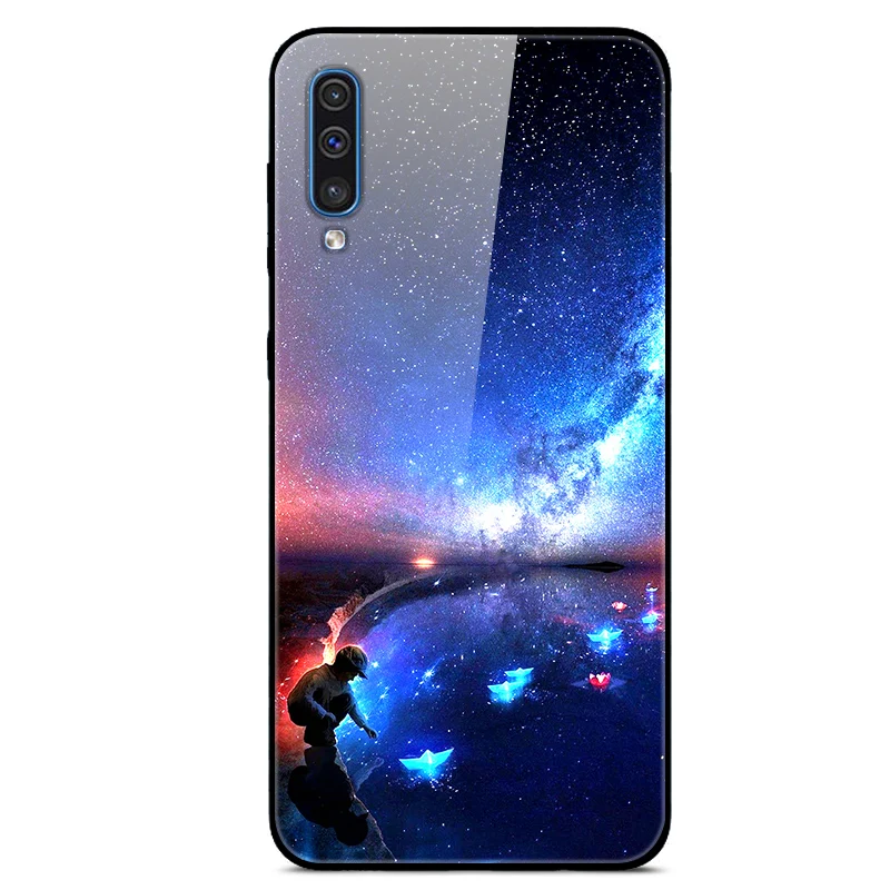 Чехол из закаленного стекла для Coque samsung A70, мягкий чехол-бампер, 3D Рисунок кошки, Funda для samsung Galaxy A70 A 70, чехол для телефона