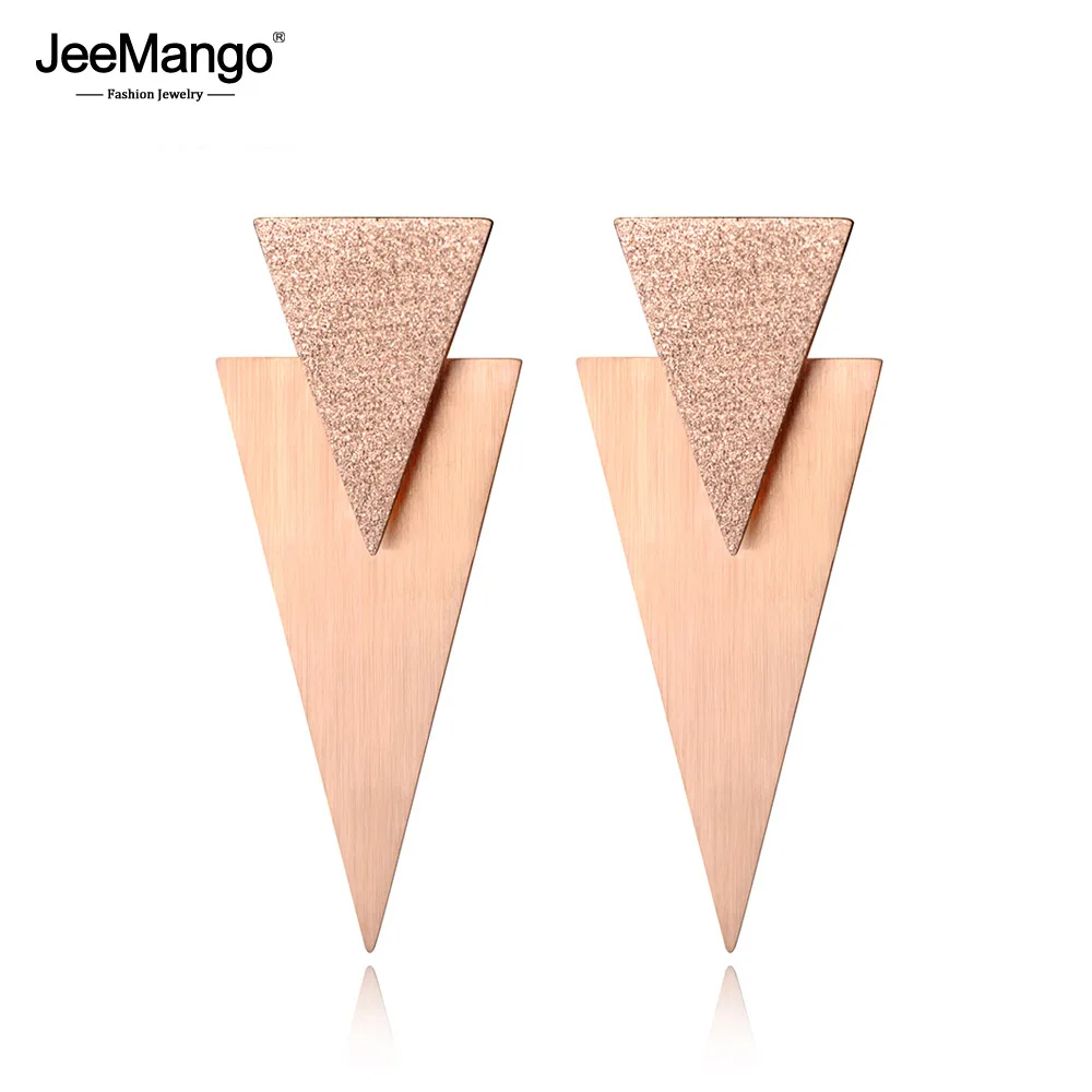 JeeMango серьги из нержавеющей стали с матовой и поверхностью розового золота