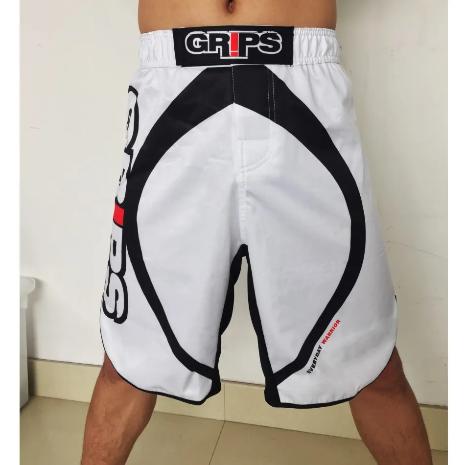 Шорты для фитнеса MMA дышащие черно-белые с круглым рисунком свободные