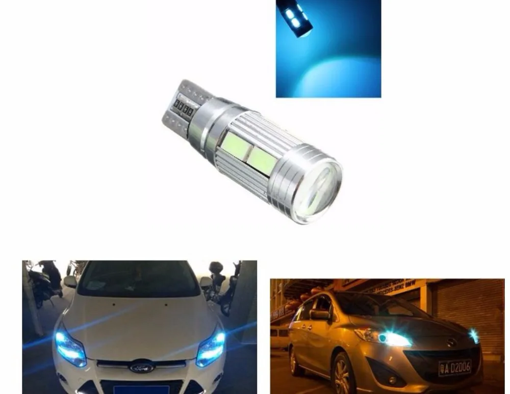 Led T10 Pingo Meia Luz Seta de retroкозырек com 10 светодиодов 5630 / 5730 Canbus em Liga Aluminio Alto Brilho AZUL