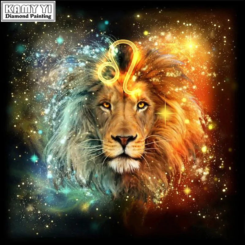 

100% Full 5D Diy Daimond Painting Golden Lion 3D Diamond Painting Round/Square Rhinestones Diamant Painting Embroidery Gifts