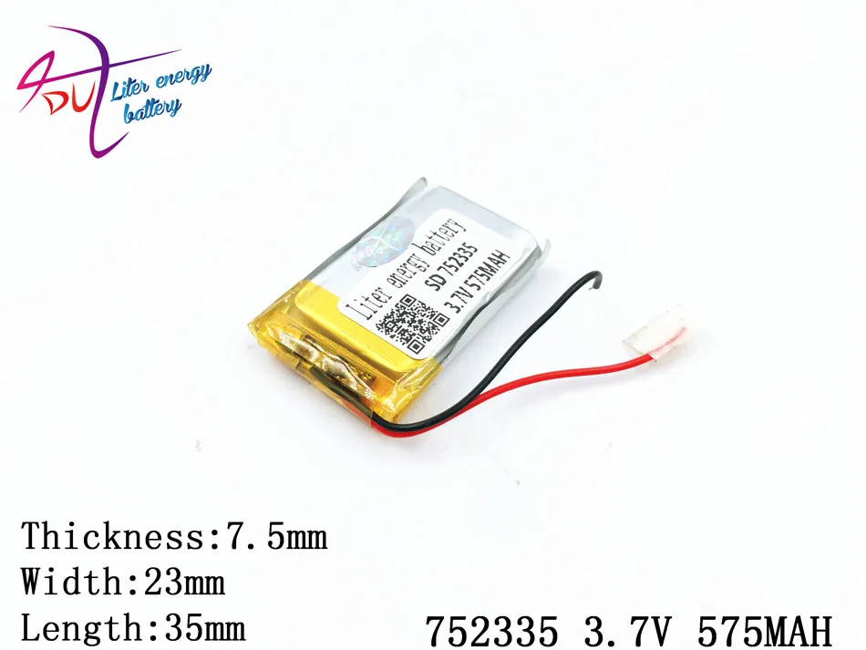 3 7 V 575mAH 752335 752535 PLIB Полимерный литий-ионный аккумулятор для dvr GPS mp3 mp4 сотового