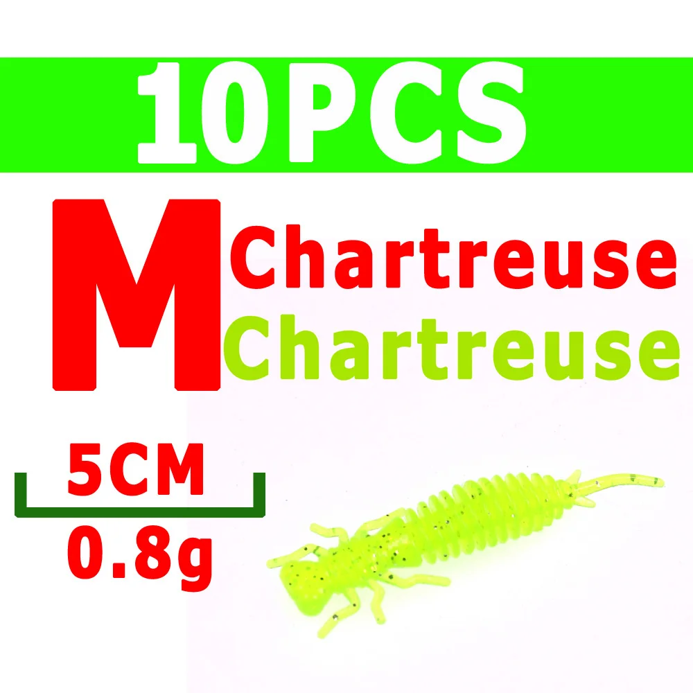 10pcs M chartreuse Wifreo 10 шт. Мягкая приманка личинка Стрекоза Нимфа муха для форели окунь панфиш Рыбалка насекомое приманка имитация приманки - Цвет: 10pcs M chartreuse