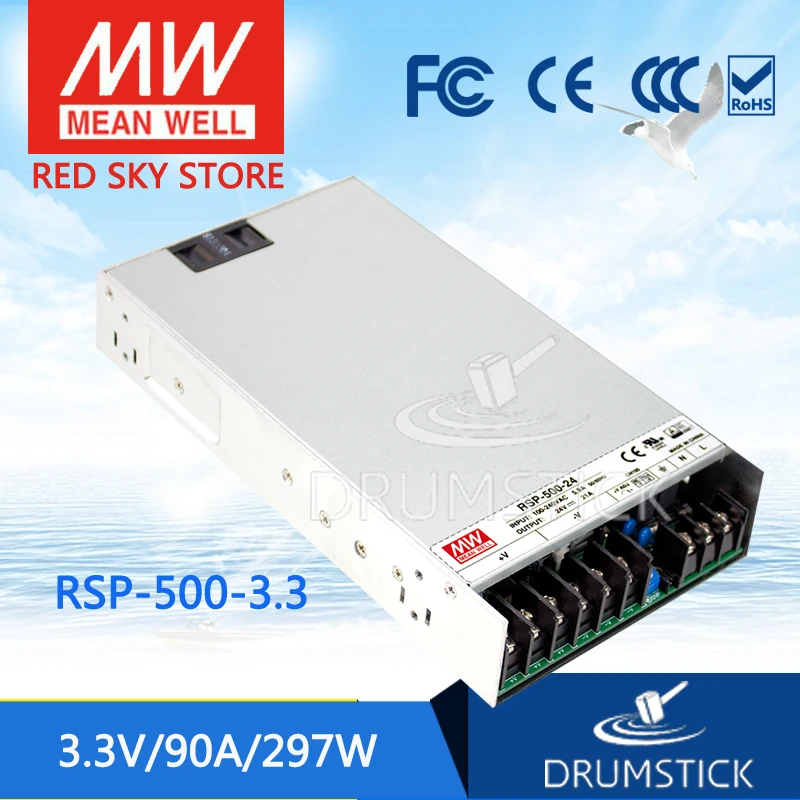 

patriotic MEAN WELL RSP-500-3.3 3.3V 90A meanwell RSP-500 3.3V 297W Single Output with PFC Function Power Supply