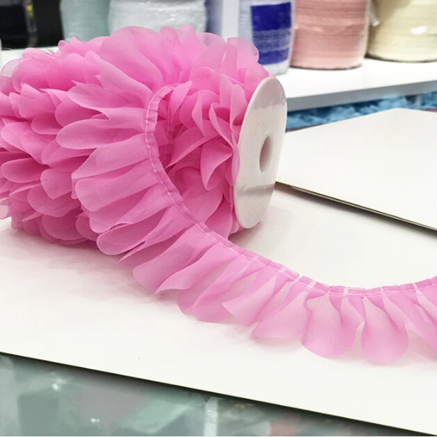 20 ярдов плиссированная кружевная лента двухслойная гофрированная планка