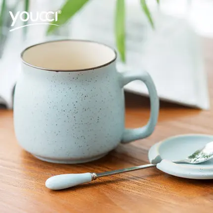 Cute Sesame Point Creative Ceramic Simple Household Milk Coffee Tea Mug With Lid Water Cup Drinkware Free Shipping | Дом и сад