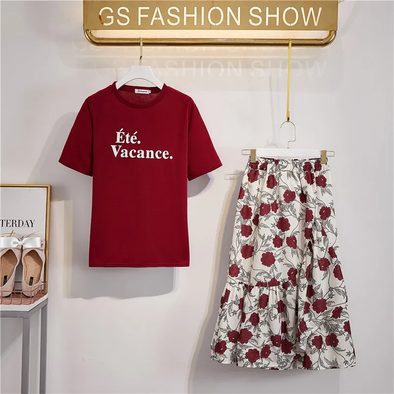 Женский комплект из 2 предметов футболка с короткими рукавами и буквенным