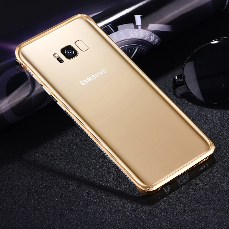 iMatch Алмазная Алюминевая металлическая бампер чехол для Samsung Galaxy S8/S8 плюс Роскошный ультра тонкий корпус для телефона невидимая подставка чехол S8