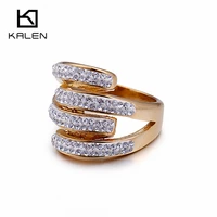 kalen high quality rhinestone gold rings for women stainless steel geometric irregular finger rings for girls fashion jewelry