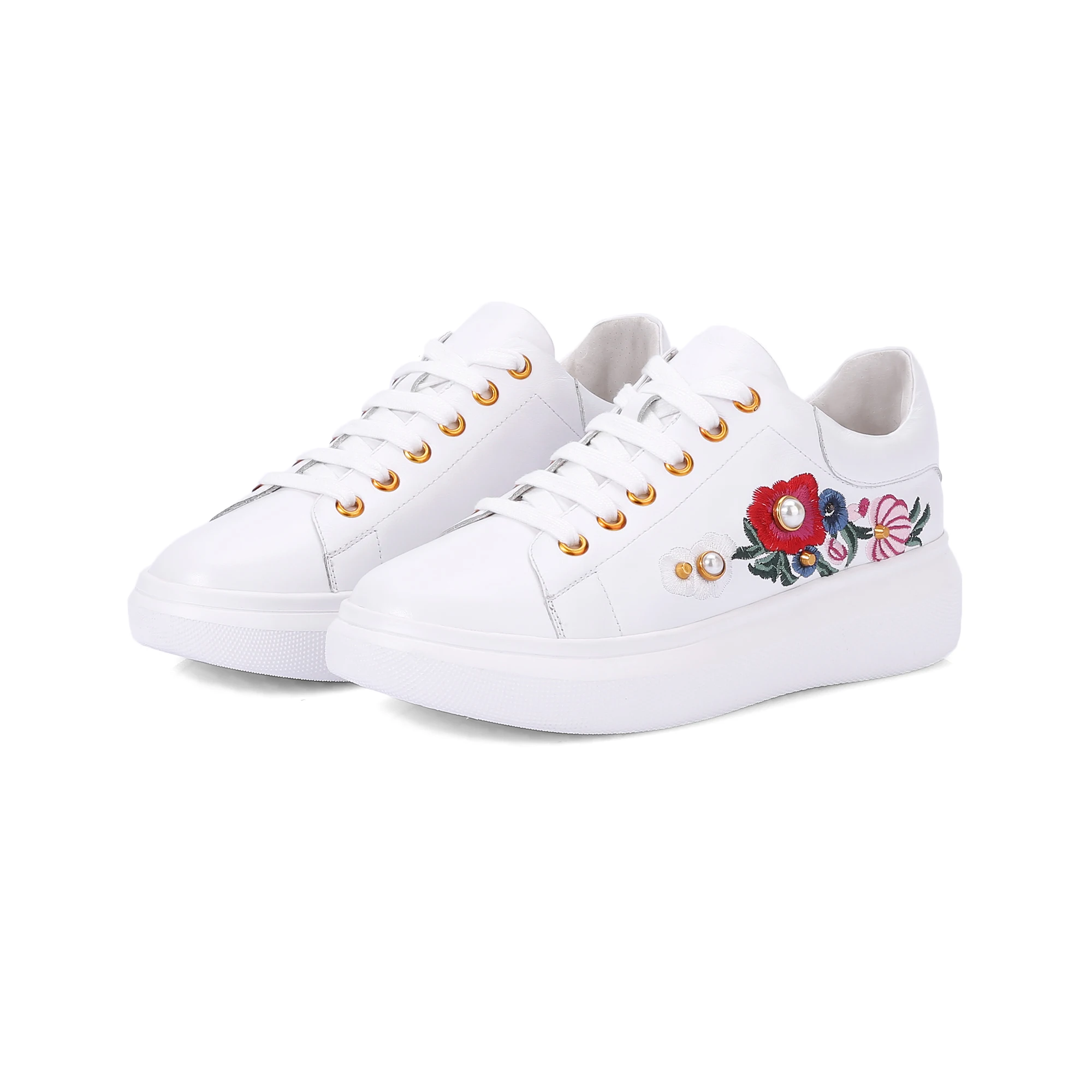 White Genuine Leathe Xiuningyan/Для женщин Кроссовки ДАМЫ розовое белые туфли Обувь для прогулок Уличная обувь на плоской подошве жемчугом кожаные повседневные туфли на плоской подошве Кроссовки для женщин - Цвет: White Genuine Leathe