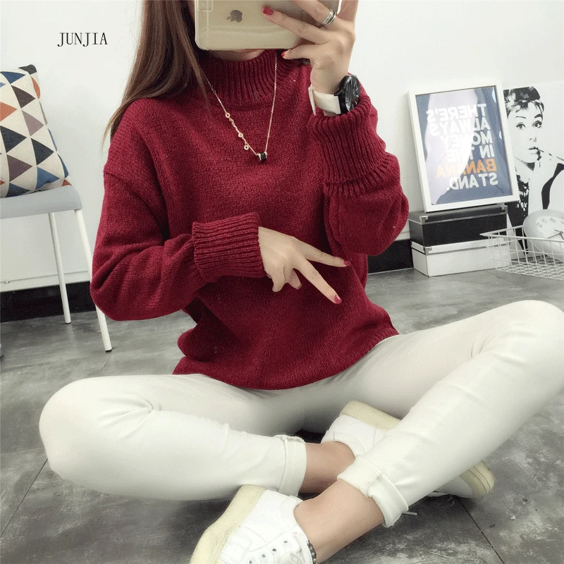 2021 Spring Autumn women ladies thick knitted turtleneck pullover warm sweater pull femme jumper sweets top korean clothes | Женская